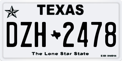 TX license plate DZH2478