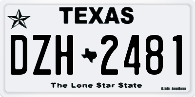 TX license plate DZH2481