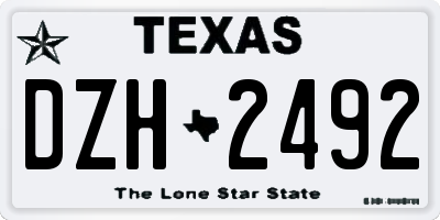 TX license plate DZH2492