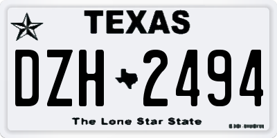 TX license plate DZH2494