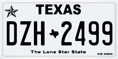 TX license plate DZH2499