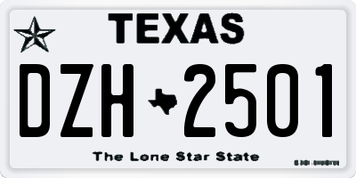 TX license plate DZH2501