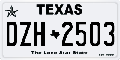 TX license plate DZH2503
