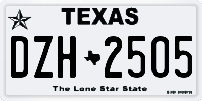 TX license plate DZH2505