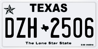 TX license plate DZH2506