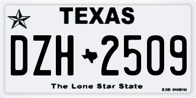 TX license plate DZH2509