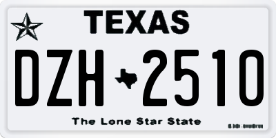 TX license plate DZH2510