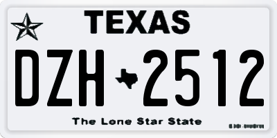 TX license plate DZH2512