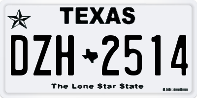 TX license plate DZH2514