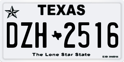 TX license plate DZH2516