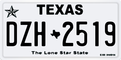 TX license plate DZH2519