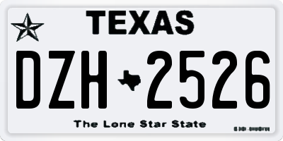 TX license plate DZH2526