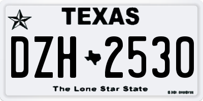 TX license plate DZH2530