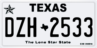 TX license plate DZH2533