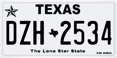 TX license plate DZH2534