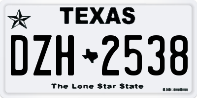 TX license plate DZH2538