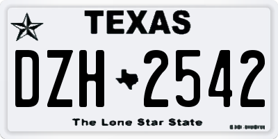 TX license plate DZH2542
