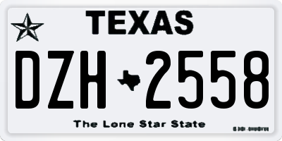 TX license plate DZH2558