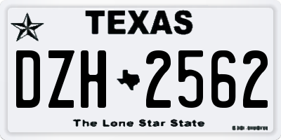 TX license plate DZH2562