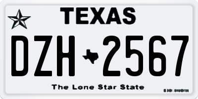 TX license plate DZH2567