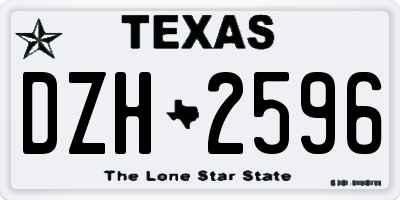 TX license plate DZH2596