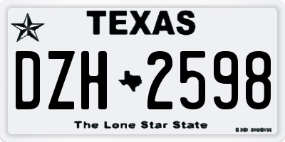 TX license plate DZH2598