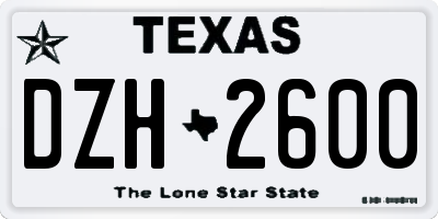 TX license plate DZH2600