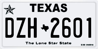 TX license plate DZH2601