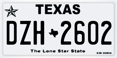 TX license plate DZH2602