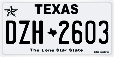 TX license plate DZH2603