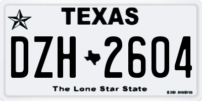 TX license plate DZH2604