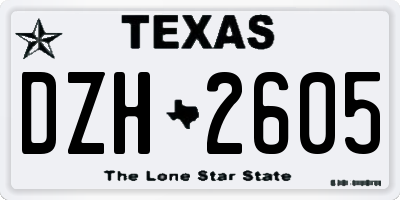 TX license plate DZH2605