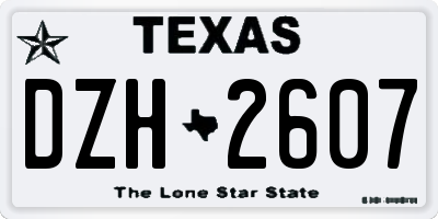 TX license plate DZH2607