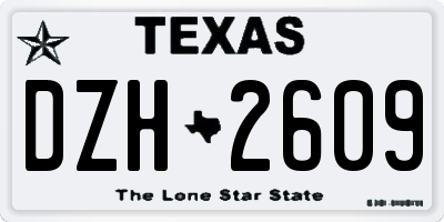 TX license plate DZH2609