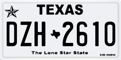 TX license plate DZH2610