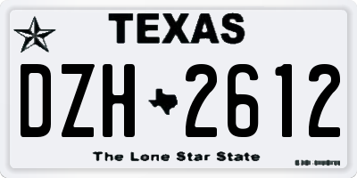 TX license plate DZH2612