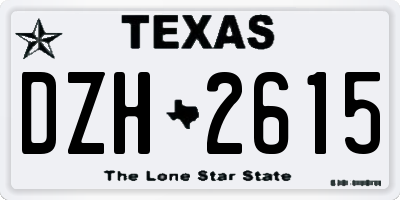 TX license plate DZH2615