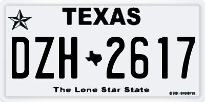 TX license plate DZH2617