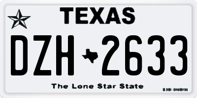 TX license plate DZH2633