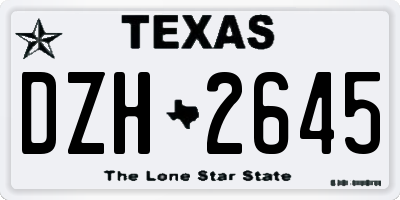 TX license plate DZH2645