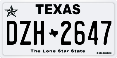 TX license plate DZH2647