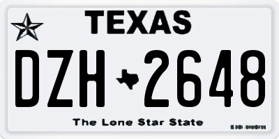 TX license plate DZH2648