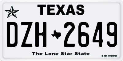 TX license plate DZH2649