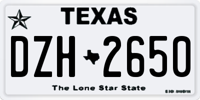 TX license plate DZH2650