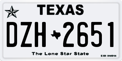 TX license plate DZH2651