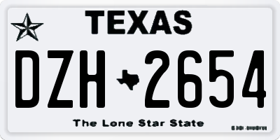 TX license plate DZH2654