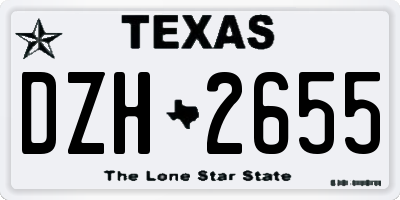 TX license plate DZH2655