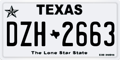 TX license plate DZH2663