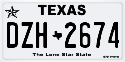 TX license plate DZH2674