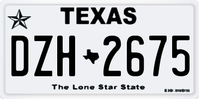 TX license plate DZH2675